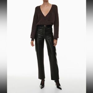 Aritzia Wilfred The Melina Pant Black Vegan Leather Straight High Rise Size 2
